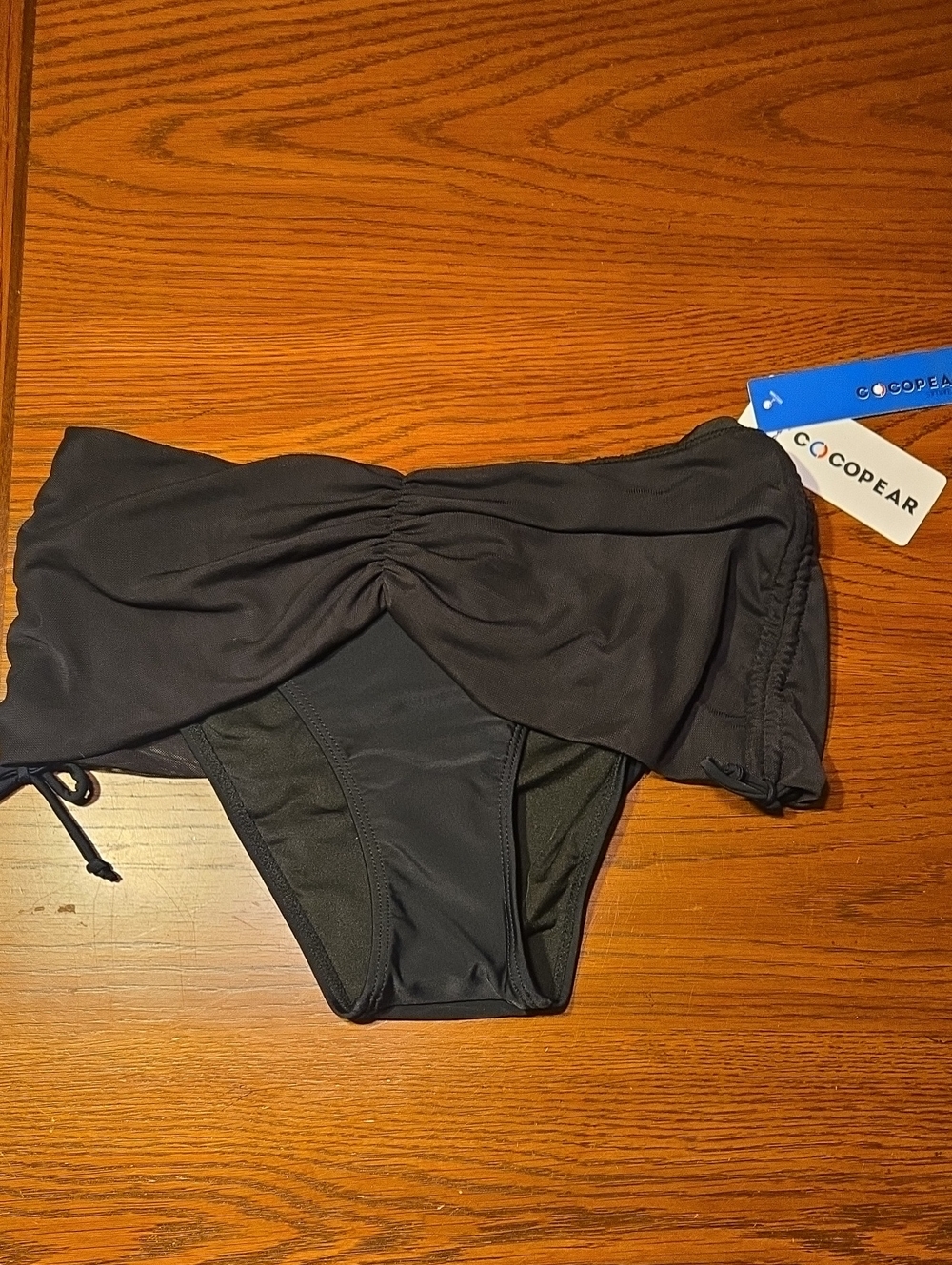 NWT, Ruched Black Bikini Bottom